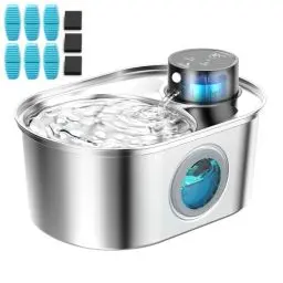 Produktbild: Katzenbrunnen Kabellos Edelstahl - Trinkbrunnen für Katze Akku Hunde Brunnen Wasserbrunnen Sensor Fountain Katzen Trinkbrunnen Wasserspender für Katze Drahtlos Leise Wasserpumpe mit 6 Filters
