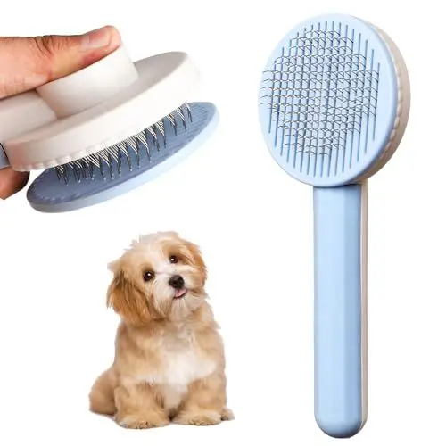 Produktbild: Katzenbürste Hundebürste für Langhaar und Kurzhaar Katzen Bürste Selbstreinigende Haustier Bürsten Cat Brush zum Entfernen loser Unterwolle (Blau)