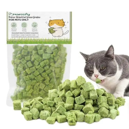 Produktbild: Katzengras Snack,120g Gefriergetrocknet Snacks für Katzen für die Zahnpflege und Haarknäuel Entfernen, Katzenminze