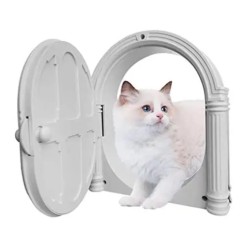 Produktbild: Katzenklappen für Tür, Katzentür für Innentür, Haustiertüren ohne Klappe für kleine Katzen bis zu 9 kg, einfache Installation, blockiert Gerüche von Hunde- und Katzenstreu (weiß)