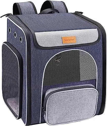 Produktbild: Katzenrucksack Hunderucksack bis 5kg für Katzen und Kleine Hunde, Morpilot Faltbare Rucksack für Hunde mit Innerer Sicherheitsleine Haustiermatte und Haustierschale