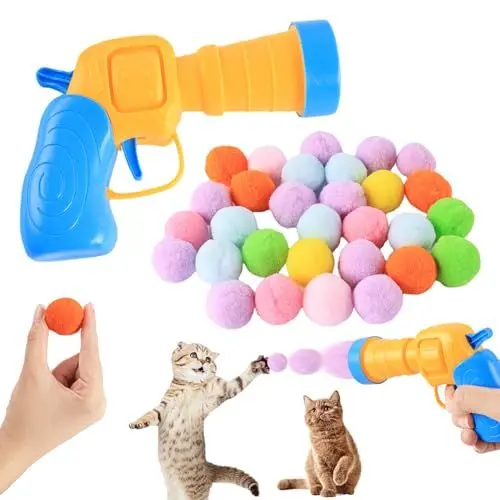 Produktbild: Katzenspielzeug Ball mit Launcher und 30 Bällen Katzenball für Katzen Cat Toys for Indoor Cats Interaktives Launch Training Set Katzenspielzeug für Haustiere Perfekt zum Spielen, Trainieren und Jagen
