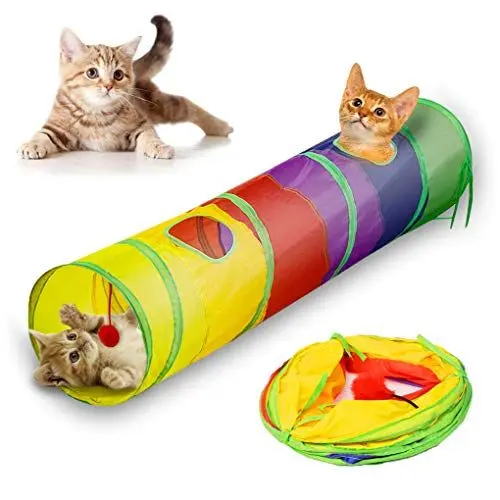 Produktbild: Katzentunnel, Haustier-Tunnel, zusammenklappbares Spielzeug für drinnen und draußen, Verstecken, Laufen, mit lustigem Ball,Cat Play Tunnel, Pet Tunnel,Katzenspielzeug Katze Spielzeug
