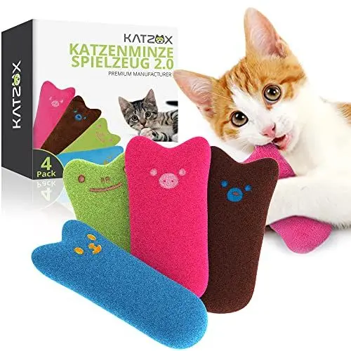 Produktbild: KATZOX© Premium Katzenkissen - Verbessertes Konzept 2024 I Katzenminze-Kissen I Katzen-Zubehör I Katze-Zubehör I Biss- & Kratzfeste Katzenkissen I Kissen mit Katzen-Minze I Katzen-Spielzeug