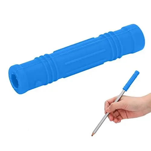 Produktbild: Silikon Kaukette mit Kaubarem Bleistiftaufsatz, Silikon Kaustab, Kaubares Schmuckspielzeug für Jungen, Mädchen, Kinder und Erwachsene mit Autismus, ADHS, Beißen,(Blaues Säbelstift Set Beißring)