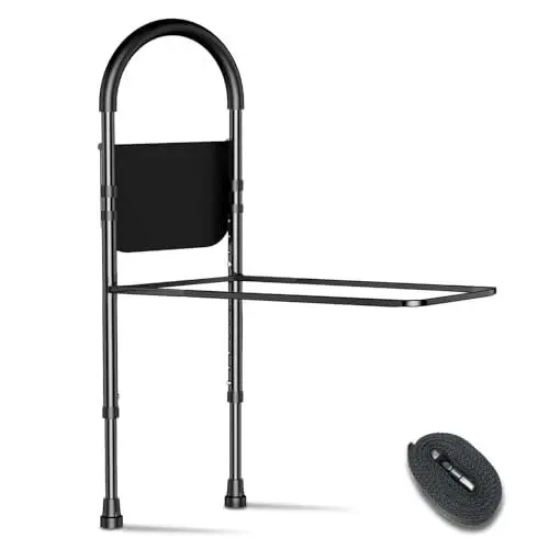 Produktbild: Kaucytue Safety Bed Rails Sichere Bettgitter für ältere Erwachsene mit Lagerung Tasche und Unterstützung Beine Bettgitter Rausfallschutz, Bett Aufstehhilfe Bettgriff in der Höhe verstellbar
