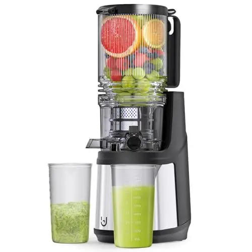 Produktbild: Kauen Entsafter, 350W Slow Cold Press Entsafter mit 140 MM extra großer Fütterungsrutsche, ntsafter Maschinen für ganzes Obst und Gemüse, einfach mit Pinsel zu reinigen