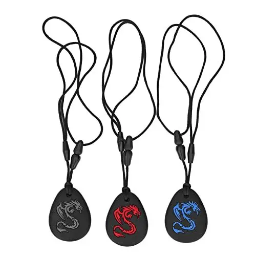 Produktbild: Baby-Beißringe, 3Pcs Sensorische Halskette, Baby-Zahnspielzeug Freezer Silikon-Beißring-Spielzeug, Kauspielzeug für Babys Zum Saugen, Fidget-Spielzeug, Sensorische Kaukette für Autismus, ADHS