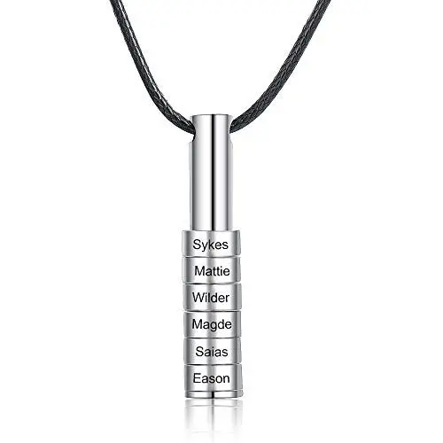 Produktbild: kaululu Personalisierte Ketten für Herren Damen Anhänger mit 1-9 Namen Gravur fur Paar BFF Familie Kette Personalisiert für Männer Namenskette (Silver, 8 Ring)