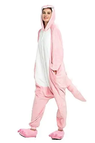 Produktbild: Kauson Unisex Elefant Pyjamas Onesie Karton Animal Cosplay Fasching Kostüm Warm Gefüttert Body Overall Tier Nachtwäsche Kigurumi Karneval Halloween Weihnachten Xmas Pyjamas Sleepwear