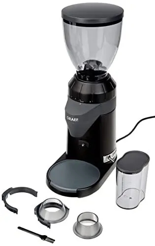 Produktbild: GRAEF. CM802 - Elektrische Kaffeemühle, Aluminiumgehäuse, Bohnenbehälter 350g, Edelstahl-Kegelmahlwerk, 40 Mahlgrade, Kaffeemühle Siebträger, Antistatik-Einsatz, Aluminium-Schaufelrad, 128 W, Schwarz