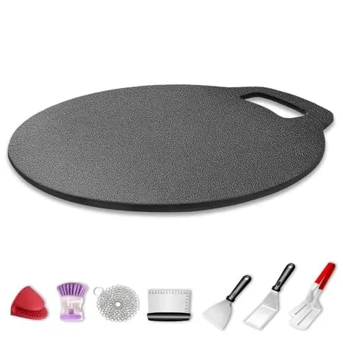 Produktbild: KAVSI Gusseisenpfanne,Durchmesser 35.5cm Outdoor BBQ-Platte mit Tragegriff mit 7 Stück Zubehör, Koreanischer BBQ Platten Barbecue Grill Antihaft-Rundbratpfanne für Den Herd Im Freien (KS-8003)