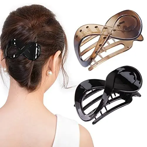 Produktbild: Kavya 2 Pcs Haarspangen Damen Schildpatt Haarklammer Groß, Rutschfest Haarklammern Französisch Hair Clip, Elegant Haarschmuck Mädchen