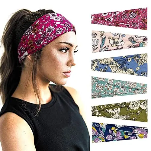 Produktbild: Kavya Damen Sport Stirnband, 6er Pack Dünne Haarbänder für Workout, Yoga & Sommer (Boho)