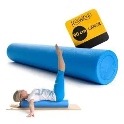 Produktbild: KAWANYO – Pilates Rolle 90 cm für Stabilitäts- & Balanceübungen – Übungshilfe zum Pilatestraining – Yoga Rolle aus Hartschaum für Yoga, Pilates, Fitness, Gymnastik, Reha & Therapie (Blau)