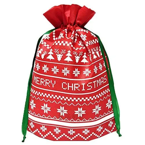 Produktbild: Kaxich 20 Stück Weihnachtstüten Weihnachten Kordelzug Geschenktüten Vliesstoff Weihnachtstasche Geschenktaschen