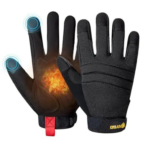 Produktbild: KAYGO Thermo Mechanische Arbeitshandschuhe KG127W, Isolierte Doppel Liner Gefüttert, Mechaniker Arbeitshandschuhe, Ideal für Winter Arbeit Kühlhaus Lager Bau bei kaltem Wetter (Voll Schwarz, L, Gr 9)