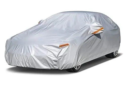 Produktbild: kayme 6 Schichten Autoabdeckung Wasserdicht Atmungsaktiv. Vollgarage Autoplane für Sonne Regen Staub Schutz. PKW Abdeckplane Wetterfest, Faltgarage für Limousine und Kombi(470 bis 490 cm) 3XL