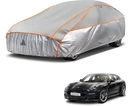 Produktbild: kayme Hagelschutzplane Auto Autoabdeckung Wasserdicht Atmungsaktiv，Hagelschutz Vollgarage Passend für Porsche Panamera（2009-2024, Hagelschutzgarage Abdeckplane für Hagel Sonne Regen Schutz, Grau
