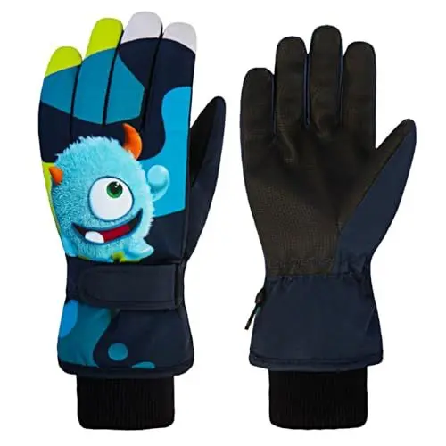 Produktbild: Kazaigou Handschuhe Kinder Winter Snow Skihandschuhe für 4-6 Jahre Mädchen Jungen, Kinder Skihandschuhe Snowboard Handschuhe wasserdichte Winddichte Fäustlinge für Skifahren Reiten Laufen Radfahren