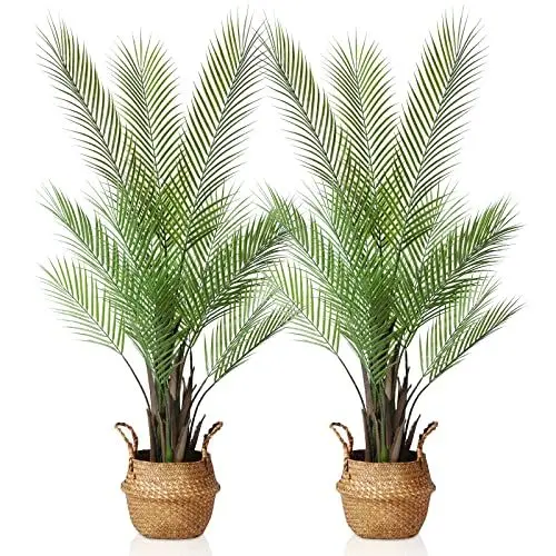 Produktbild: Kazeila Künstliche Pflanzen Groß Areca Palme 120cm Kunstpflanze Groß im Topf Kunstpalme Fake Pflanzen Plastik Pflanze Dekor(2Pack)