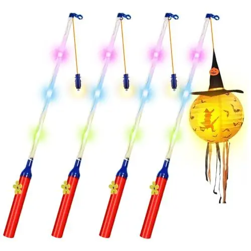 Produktbild: KBIBCK 4 Stück LED Laternenstab, Laternenstab, 50 cm Elektronischer Laternenstab, LED Elektronischer Laternenstab Kinder, Laternenstock LED für St Martin, Halloween, Kinderpartys, Kostümpartys