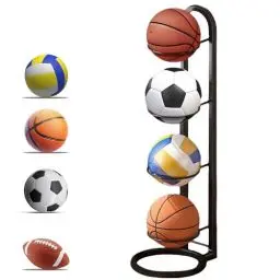 Produktbild: KBIBCK Basketball Aufbewahrungsregal, Innenbereich Ballregal, Metall Ballständer Display Halter, Ballständer Ball Aufbewahrungsregal, Vertikales Ball-Aufbewahrungsregal, für Fußball Basketball