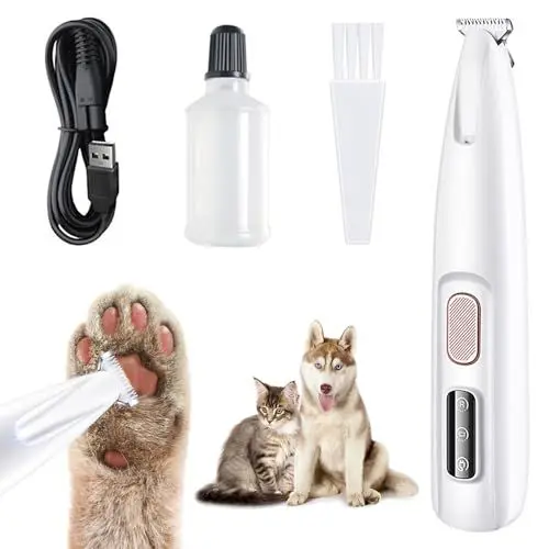 Produktbild: KBIBCK Hundeschermaschine, Leise Hundeschermaschine, Wasserdichter, Wiederaufladbarer Pfotentrimmer für Haustiere mit LED-Licht, Wasserdichte Aufladbare Haustierrasierer für Hunde und Katzen