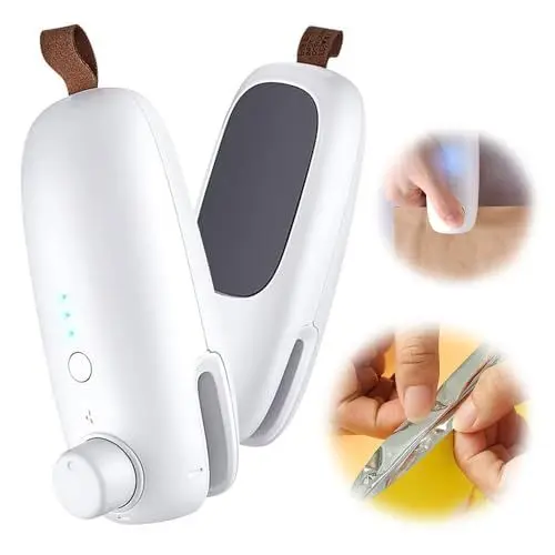 Produktbild: KBIBCK Mini Folienschweißgerät, 2 in 1 Mini bag sealer, Versiegelungsmaschine, Folienschweißgerät Mini, Beutelverschließer Mini, Mini sealer für Lebensmittellagerung, Küchen Gadgets (Weiß)