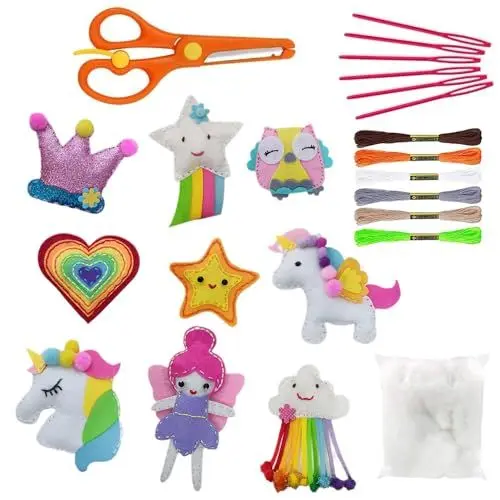 Produktbild: KBIBCK Nähset Kinder, Waldtier Nähset Kinder, Bastelset-Kinders aus Filz, Filz Bastelset Dinosaurier, Nähen Filzset für Jungen Mädchen (Prinzessinnenanzug) (Einhorn) (unicorn)