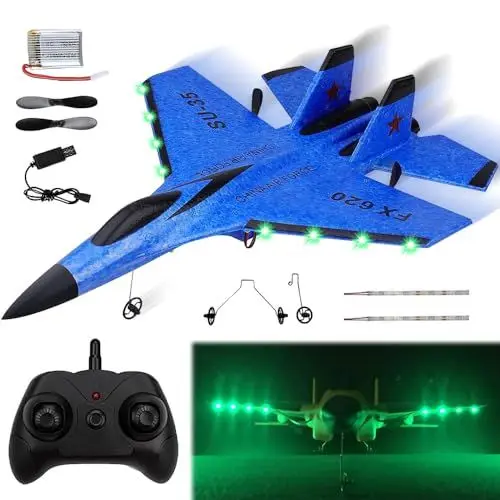 Produktbild: KBIBCK Rc Flugzeug SU35, Ferngesteuertes Flugzeug 2.4 GHZ 2 Kanal, FX620 Modellflugzeug Ferngesteuert mit Gyroskop System, RC Flugzeug RTF für Anfänger, Kinder und Erwachsene