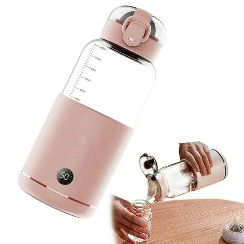 Produktbild: KBIBCK Tragbarer Flaschenwärmer Baby, 300ml Flaschenwärmer Unterwegs, 5200MAH Tragbarer Babykostwärmer, Muttermilchwärmer, Schnelle Erwärmung & Warmhaltefunktion(Rosa)