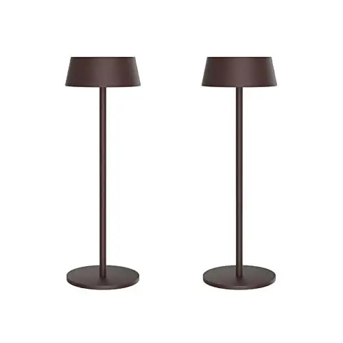 Produktbild: K-Bright Berührungsschalter Dimmbare LED Schnurlose Schreibtischlampe 2er Pack Wiederaufladbare Warme Lichtfarbe 3000K Wasserdichte Innen-Außen-Schreibtischlampe Designer Ladestation Rostrot