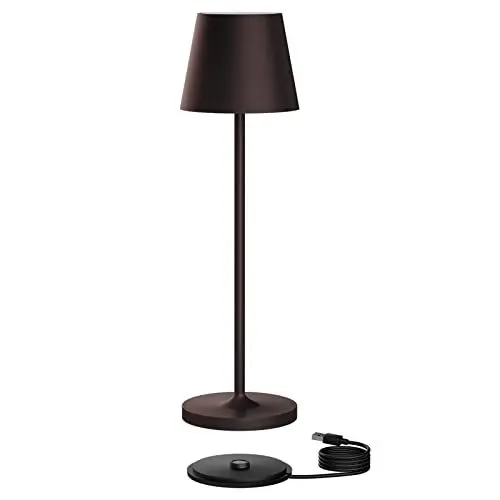 Produktbild: K-Bright Dimmbare LED Akku Tischleuchte Indoor & Outdoor Wiederaufladbar Warme Lichtfarbe Für drinnen und draußen Designer Tischleuchte mit USB Ladestation Bronze.