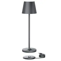 Produktbild: K-Bright Dimmbare LED Akku Tischleuchte | Indoor & Outdoor Wiederaufladbar | Warme Lichtfarbe | IP54 wasserdicht | 240LM | tischleuchte akku mit USB Ladestation | Dunkelgrau