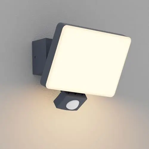 Produktbild: K-Bright Außen Wandleuchte mit bewegungsmelder, 3000K warmes Licht aussenleuchten mit bewegungsmelder, 24W Wandleuchte Aussen für Balkon, Garten IP65 wasserdicht Anthrazit