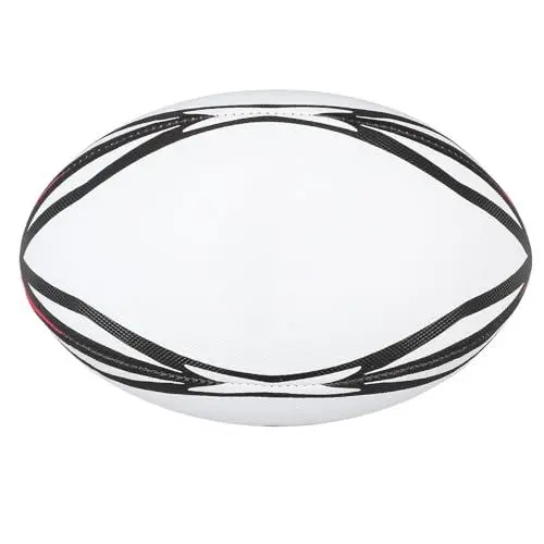 Produktbild: PerGar Rugbyball, Nummer 9 Rugbyball, Aufblasbarer Übungsball, Hochelastischer PVC-Rugbyball, Weiße Rugbybälle, für Spiele und Tägliches Training