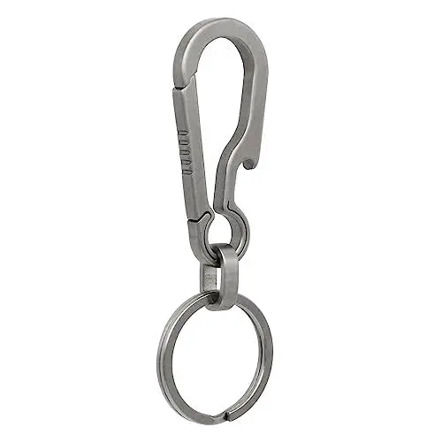 Produktbild: KCFEV Schwarz Titan Karabiner Schlüsselanhänger mit Schlüsselringen Quick Release Heavy Duty Flaschenöffner