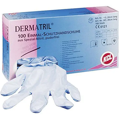 Produktbild: KCL Dermatril 740-10 100 St. Nitril Einweghandschuh Größe (Handschuhe): 10, XL EN 374