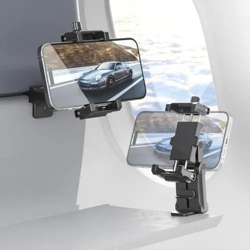 Produktbild: KDD Handyhalterung Flugzeug, Tragbare Handyhalterung für Flugzeug & Schreibtisch Handyständer mit 360° Drehung, Universal Reise Gadgets Flugzeug Handyhalter, Travel Essentials für iPhone Samsung