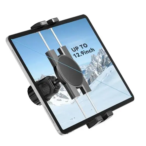 Produktbild: KDD Laufband Tablet Halterung, Verstellbar Fahrrad iPad Halterung & Tablet Ständer für Spin Bike, Drehbar Heimtrainer Lenkerhalter für Stativ Mic Stand für 12,9 Air Mini Galaxy Tabs iPhone(4.7-13”)