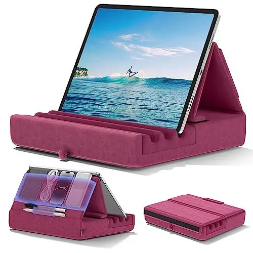Produktbild: KDD Tablet Halter Kissen, Faltbarer Ipad Ständer für Schoß Bett Schreibtisch - Tablet Weicher Kissenhalter mit Tasche & Stylus Halterung für Ipad Pro 12.9 10.5 9.7 Air Mini 6 5 4 E-Reader Blau