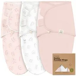 Produktbild: KeaBabies 3-Pack Bio-Baby-Schlafsack zum Pucken - Ergonomische Pucksack Baby 0-3 Monate, Babyschlafsack Neugeborene, Pucktuch Baby, Puck Schlafsack Baby Pucksack, Baby Wickeldecke (ABC Land Rose)