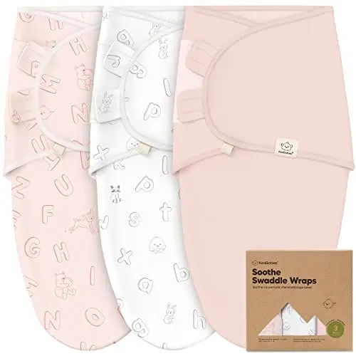 Produktbild: KeaBabies 3-Pack Bio-Baby-Schlafsack zum Pucken - Ergonomische Pucksack Baby 0-3 Monate, Babyschlafsack Neugeborene, Pucktuch Baby, Puck Schlafsack Baby Pucksack, Baby Wickeldecke (ABC Land Rose)