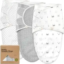 Produktbild: KeaBabies 3-Pack Bio Swaddle Schlafsack Baby - Pucksack Baby 0-3 Monate für Neugeborene, Weich und Gemütlich Pucktuch Säuglinge fur Mädchen, Jungen, Babyschlafsack Neugeborene, Atmungsaktiv (Nordic)