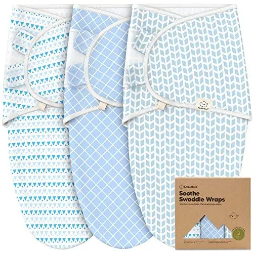 Produktbild: KeaBabies 3-Pack Bio Swaddle Schlafsack Baby - Pucksack Baby 0-3 monate für Neugeborene, Weich und Gemütlich Pucktuch Säuglinge fur Mädchen, Jungen, Babyschlafsack Neugeborene,Atmungsaktiv(Storm)