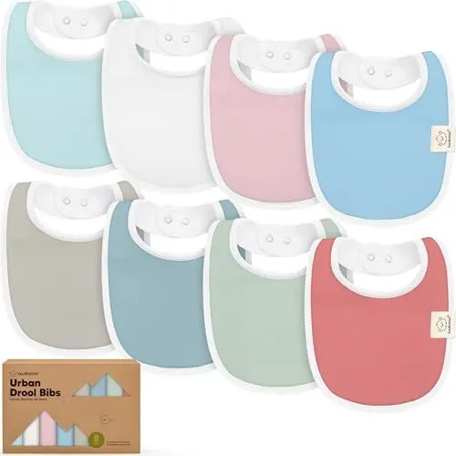 Produktbild: KeaBabies Baby Lätzchen für Jungen & Mädchen - 8er-Pack Bio Baumwolle Lätzchen zum Zahnen - Lätzchen Baby Mädchen & Junge - Lätzchen groß für Säugling, Kleinkind (Spring)