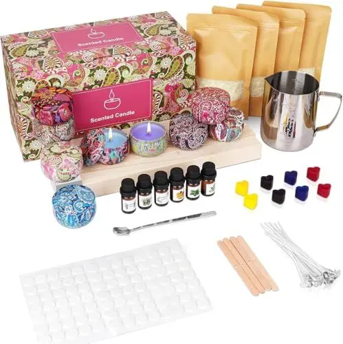 Produktbild: KEARLGMBH Kerzen Selber Machen Set,Kerzen Gießen füR Erwachsene AnfäNger Kinder,DIY Duftkerze Geschenke,Dochte Aufkleber Und RüHrlöFfel,Diy Set Erwachsene Kinder Kerzenherstellung Kit