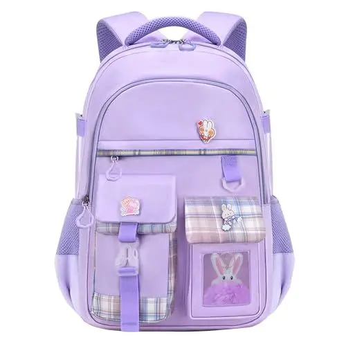 Produktbild: KEBEIXUAN Schultasche Mädchen Rucksack Kinderschultasche | Cute Schulrucksack für Mädchen 1. - 5. Klasse | Atmungsaktiv Wasserabweisender, Lila