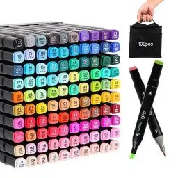 Produktbild: Kebuye Alkohol Marker Set, Alcohol Twin Marker 100 Farben, Meißel & Feine Verdoppelt Spitzt Alkohol Permanenter Marker Stifte für Manga, Design, Malerei, Zeichnung